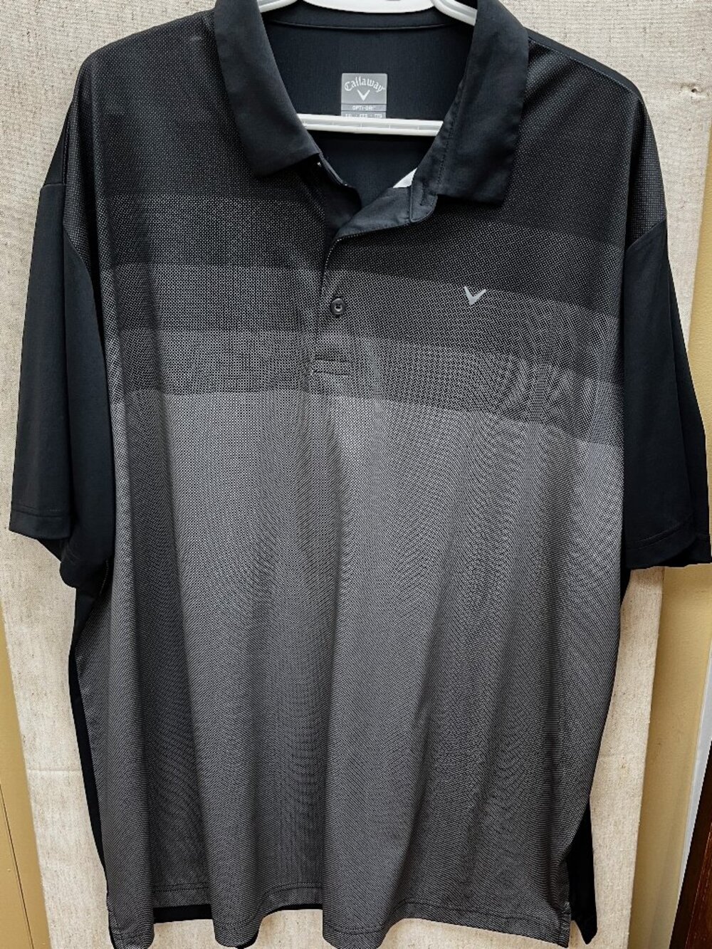Callaway Men's Black & Grey Ombre Gradient Opti-Dri Golf Polo Shirt - Size XXL